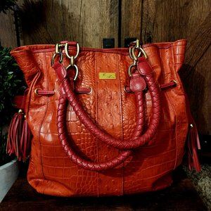 ISABELLA ADAMS LEATHER CROC & OSTRICH TOTE